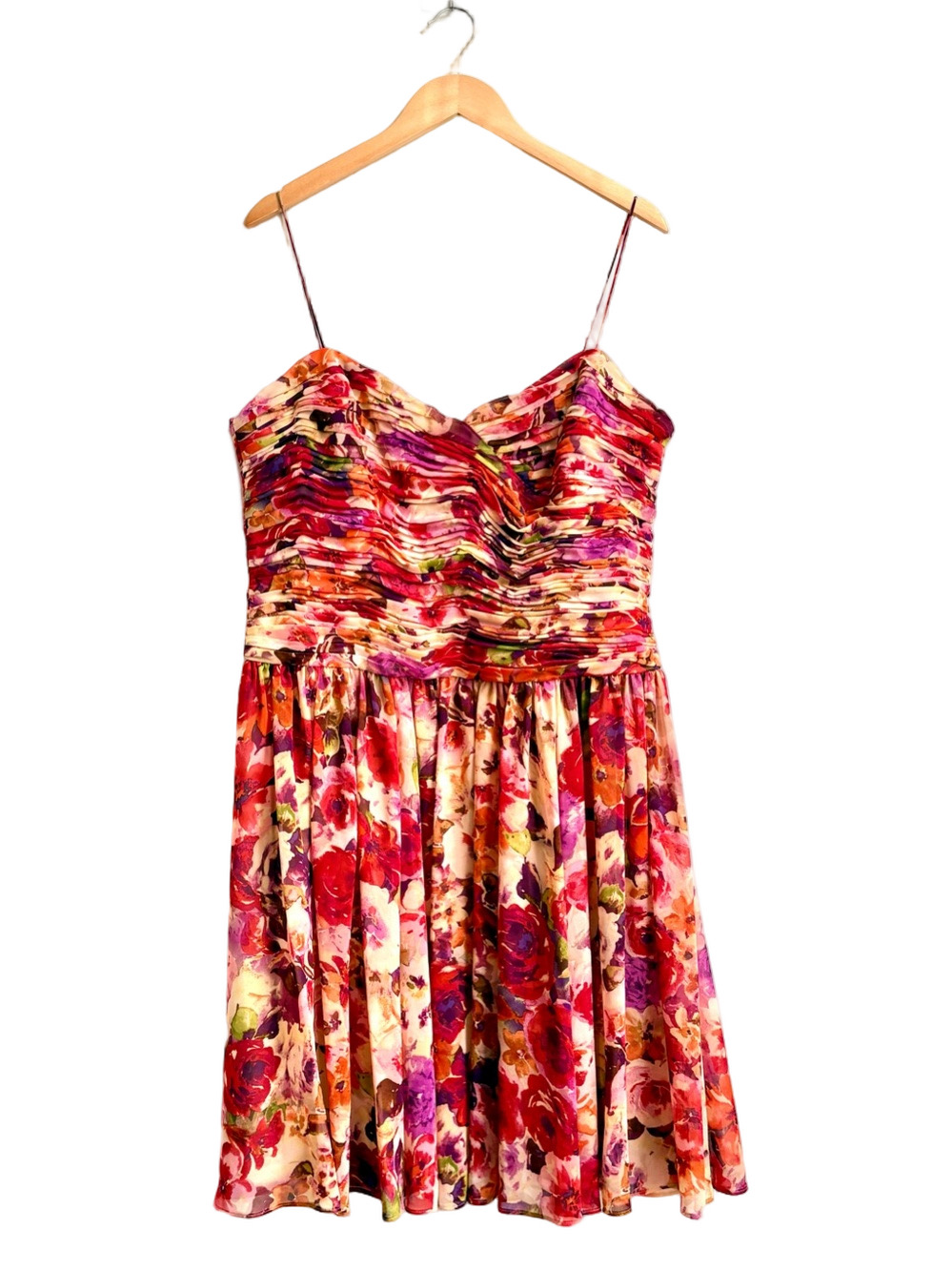 Ralph Lauren Floral PETUNIA Colorful Chiffon sexy Mini Cocktail Dress size 16